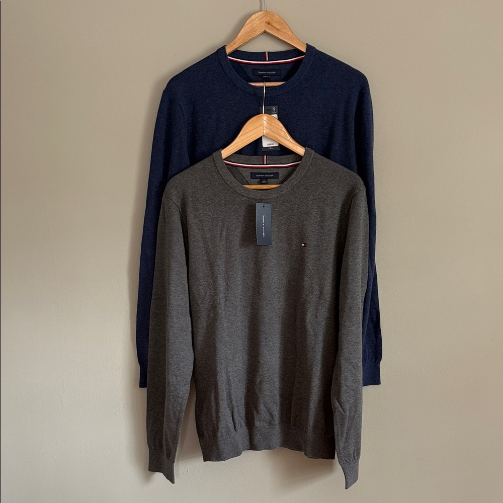 Mens Tommy Hilfiger Charcoal and Navy Sweaters NWT Size Large